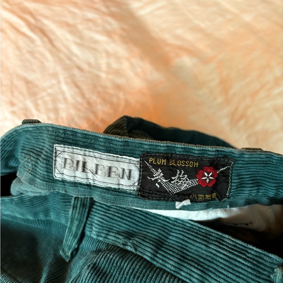 Vintage Eileen "Plum Blossom" Teal Corderoy Pants - Picture 3 of 6
